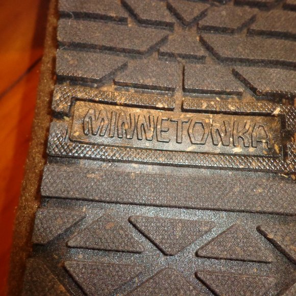 Men's NIB Minnetonka Art Mule Slippers 10M Autumn Brown Slip On - Picture 6 of 14